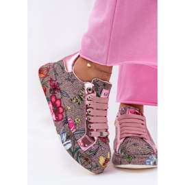 Wzorzyste Sneakersy Na Platformie Ze Zdobieniem GOE RR2N4002 Multikolor wielokolorowe 3