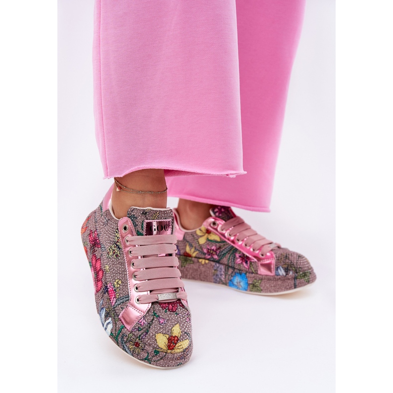 Wzorzyste Sneakersy Na Platformie Ze Zdobieniem GOE RR2N4002 Multikolor wielokolorowe 2