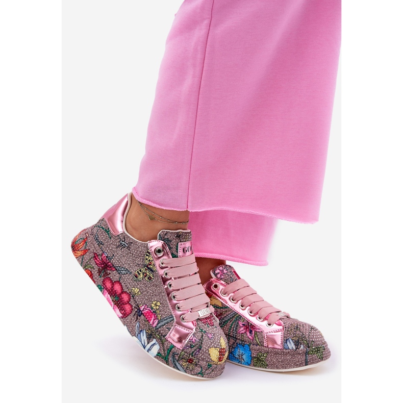 Wzorzyste Sneakersy Na Platformie Ze Zdobieniem GOE RR2N4002 Multikolor wielokolorowe 1