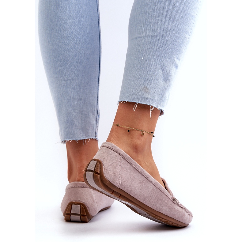 Confly Damskie zamszowe mokasyny grey lila szare 4
