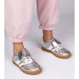 Srebrne sneakersy trampki damskie sportowe srebrny 1