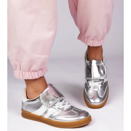 Srebrne sneakersy trampki damskie sportowe srebrny 2