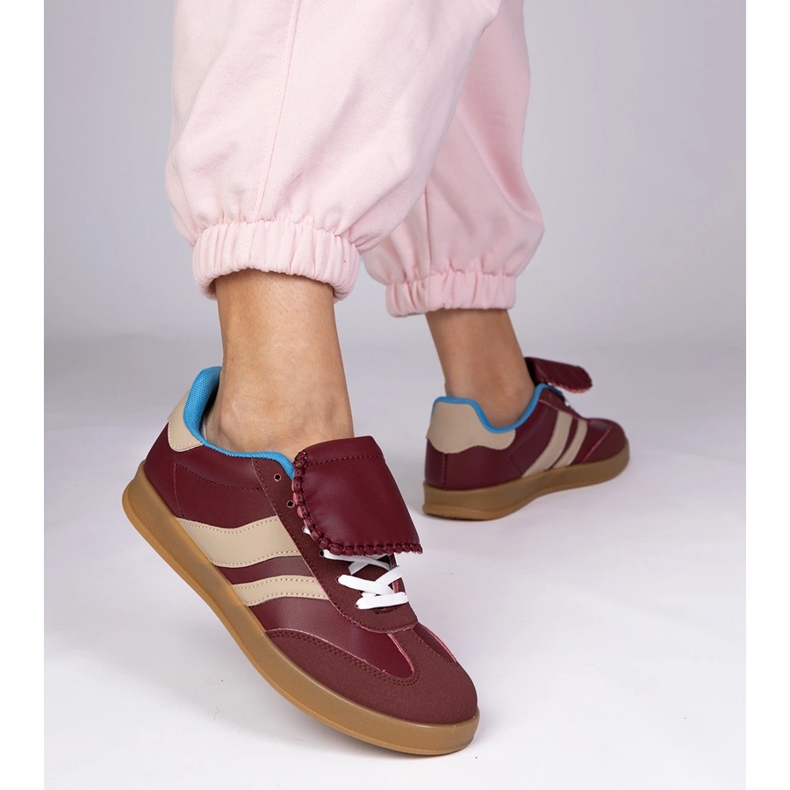 Bordowe sneakersy trampki damskie sportowe czerwone 1