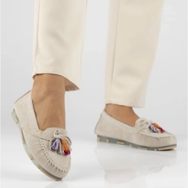 Skórzane mokasyny Filippo DP6136/25 Be beżowy 2