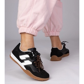 Czarne sneakersy trampki z kolorowymi sznurówkami 2