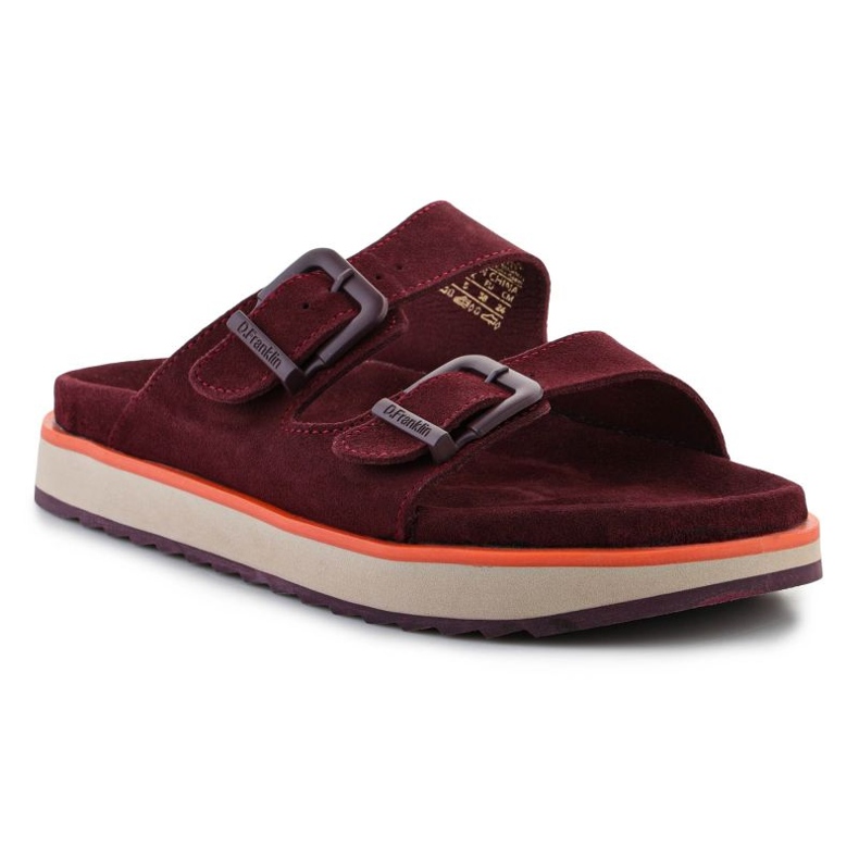 Klapki D.Franklin Nordic Sandal Buckle DFSH405004-BURG czerwone 1