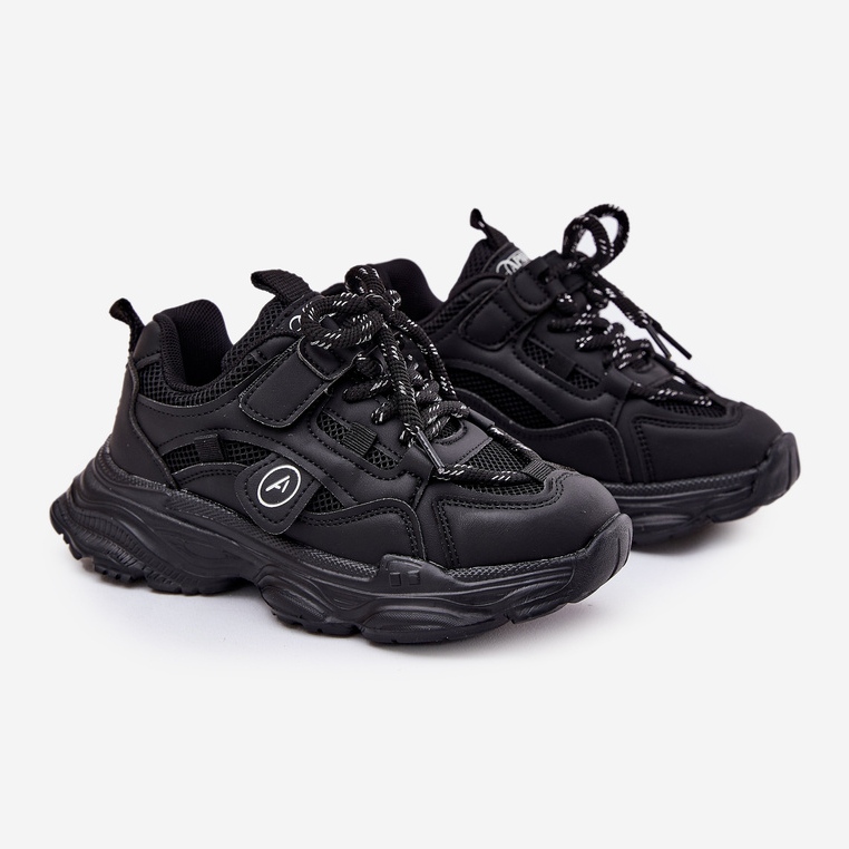 Sneakersy Dziecięce Na Platformie Czarne 1