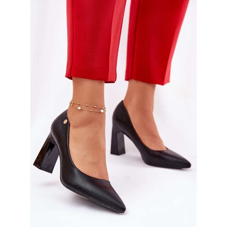 Eleganckie Czółenka Na Słupkowym Obcasie Vinceza 62221 Czarne 2