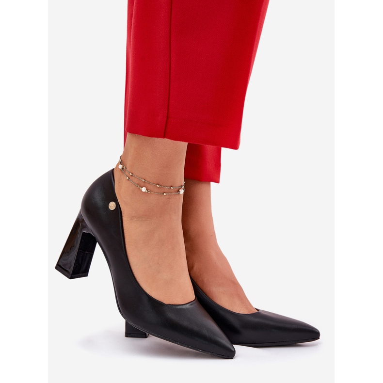 Eleganckie Czółenka Na Słupkowym Obcasie Vinceza 62221 Czarne 1