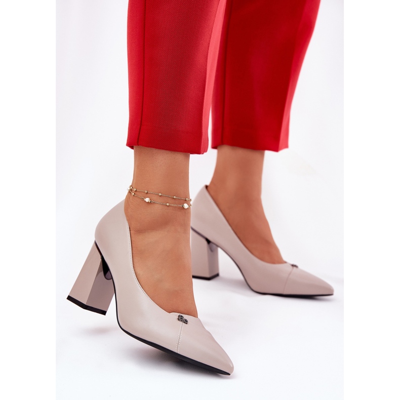 Czółenka Na Słupku Eleganckie Vinceza 62224 Szare 2