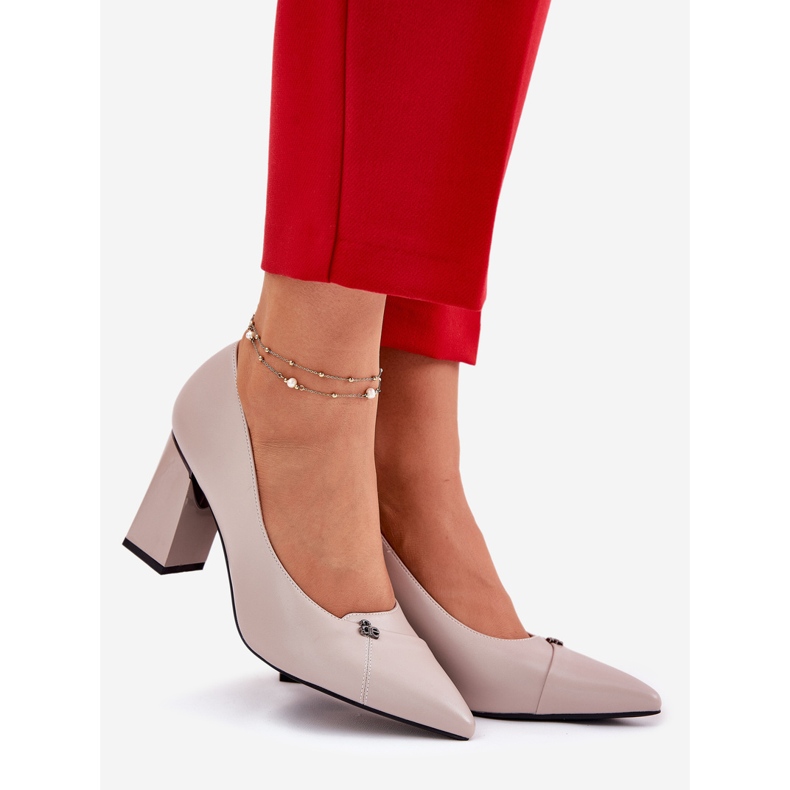 Czółenka Na Słupku Eleganckie Vinceza 62224 Szare 1