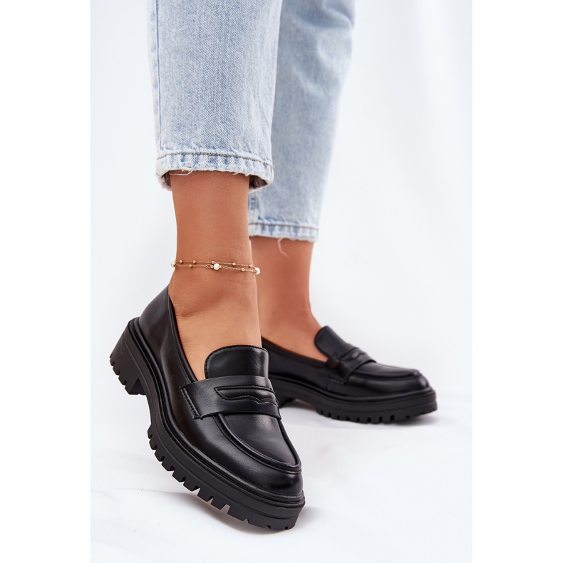 Evento Klasyczne Mokasyny Damskie Z Eko Skóry Czarne 2