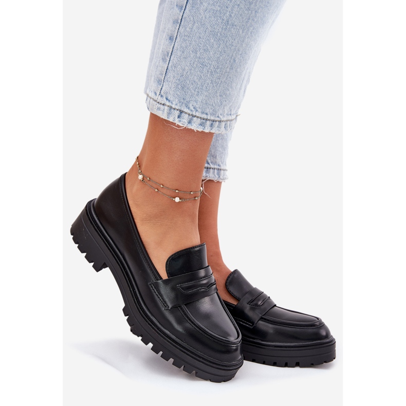 Evento Klasyczne Mokasyny Damskie Z Eko Skóry Czarne 1