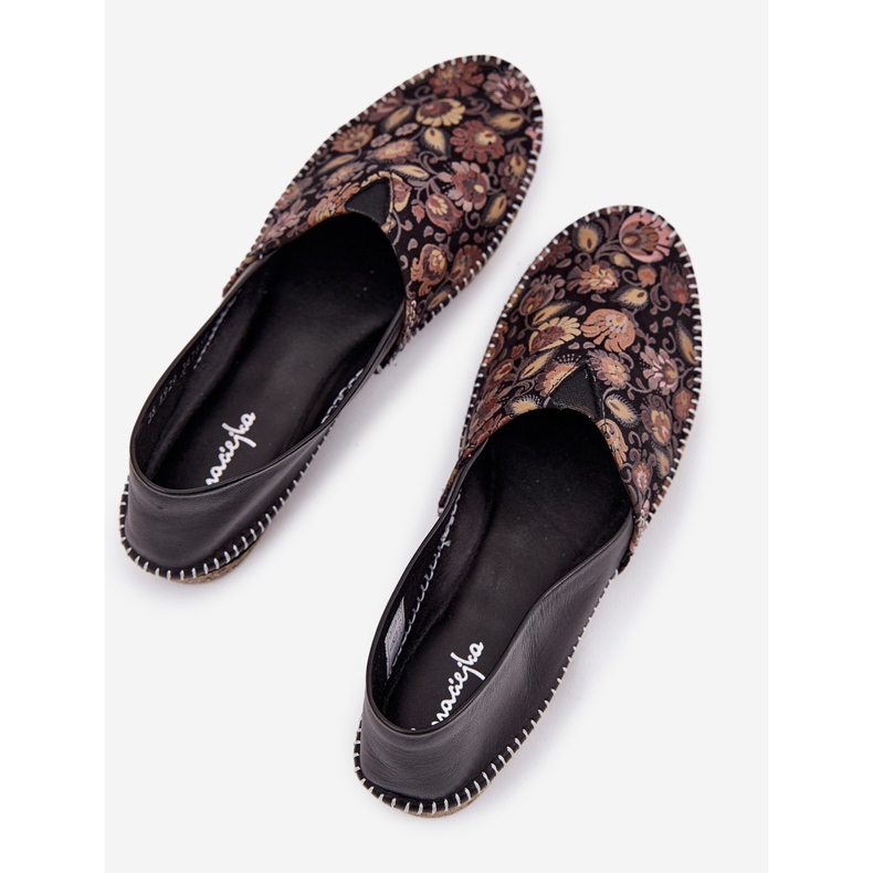 Skórzane Wzorzyste Baleriny Maciejka T1929-71 Czarne 2