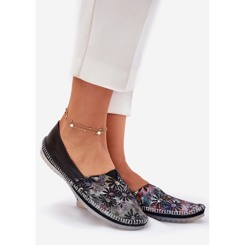 Skórzane Baleriny Ze Wzorem Maciejka T1930-39 Czarne 1
