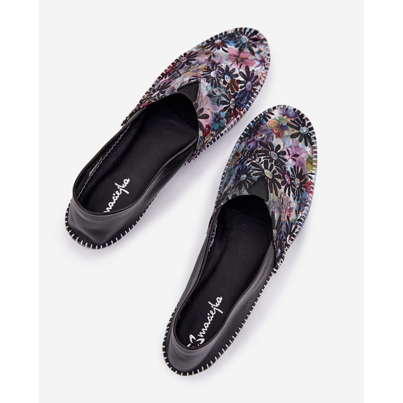 Skórzane Baleriny Ze Wzorem Maciejka T1930-39 Czarne 2