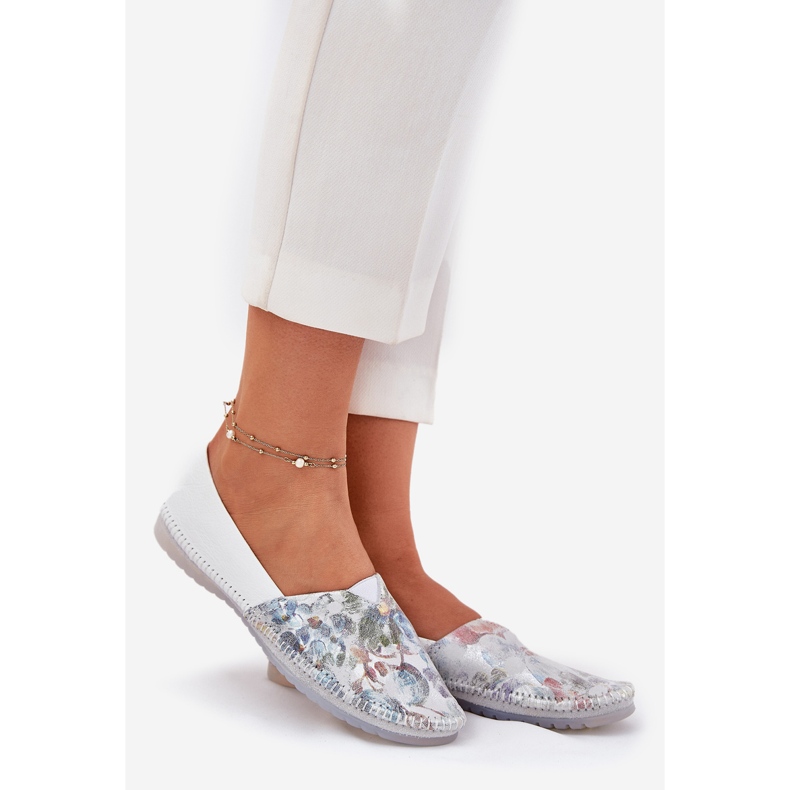 Skórzane Baleriny Ze Wzorem Maciejka T1930-38 Białe 1