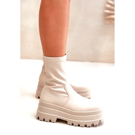 Botki Na Masywnej Platformie Jasnobeżowe beżowy 4