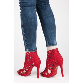 Vices Ażurowe sandałki na suwak czerwone 2