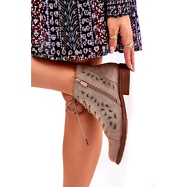 Niskie Botki Z Ażurowym Wzorem S.Barski HY51-185 Beżowe beżowy 2