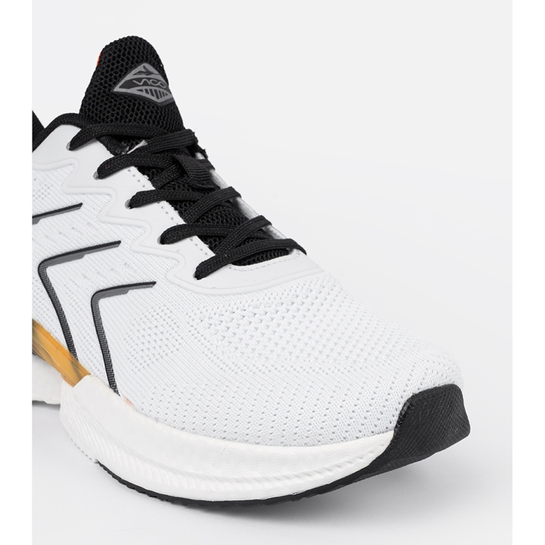 Vico Biało-czarne buty sportowe damskie z pomarańczowym elementem białe 1