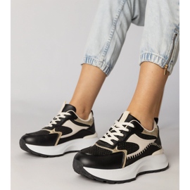 Czarne sneakersy sportowe z plecioną wstawką 1