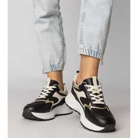 Czarne sneakersy sportowe z plecioną wstawką 4