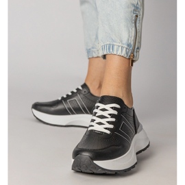 Czarne sneakersy sportowe ze srebrną wstawką 3
