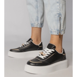 Czarne sneakersy zdobione brokatem i cyrkoniami 3