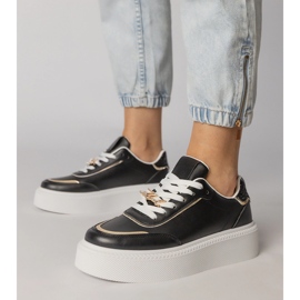 Czarne sneakersy zdobione brokatem i cyrkoniami 5