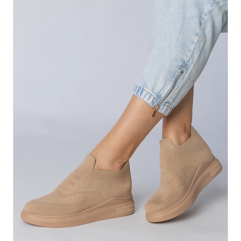 Brązowe sneakersy skarpetkowe wsuwane 1