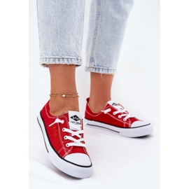 Materiałowe Trampki Damskie Lee Cooper LCW-25-02-3298L Czerwone 2