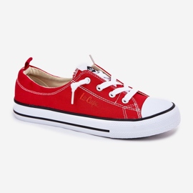 Materiałowe Trampki Damskie Lee Cooper LCW-25-02-3298L Czerwone 4