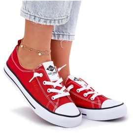 Materiałowe Trampki Damskie Lee Cooper LCW-25-02-3298L Czerwone 7