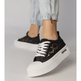 Czarne trampki sneakersy damskie ażurowe 6