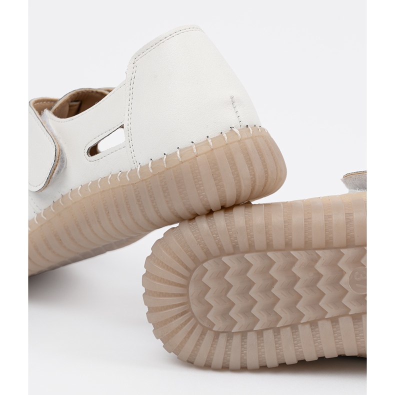 Seastar Półbuty damskie ażurowe na rzep białe 2