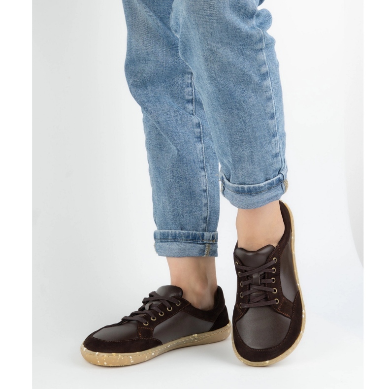 Buty damskie barefoot skórzane brązowe 0772W WASAK – minimalistyczne obuwie naturalne 1