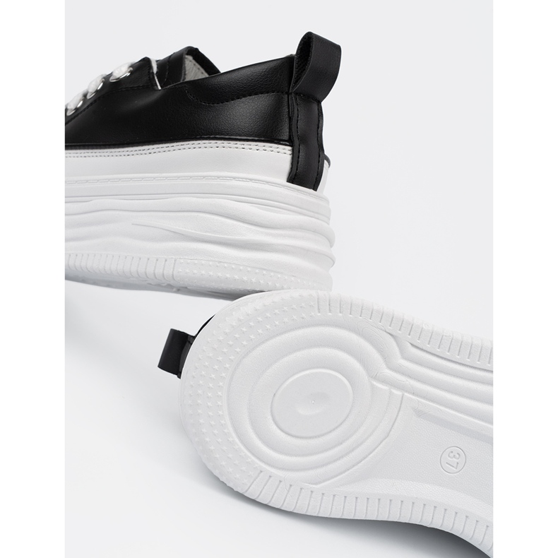 Trampki czarno białe na platformie czarne 2