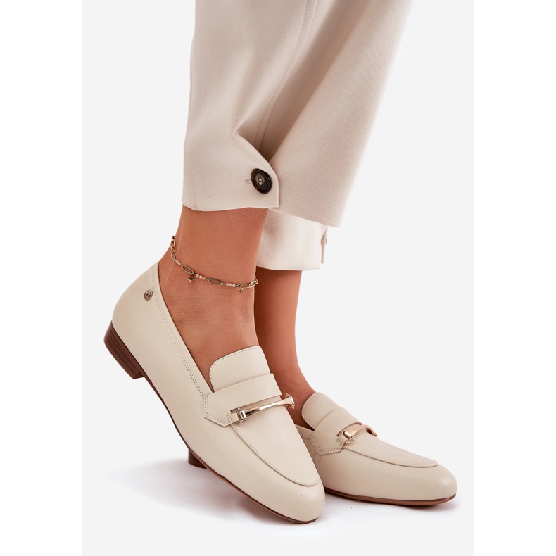 Skórzane Półbuty Mokasyny Damskie Maciejka K6809-04 Beżowe beżowy 1