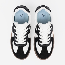 Shelvt Czarno-białe sneakersy na platformie czarne 4