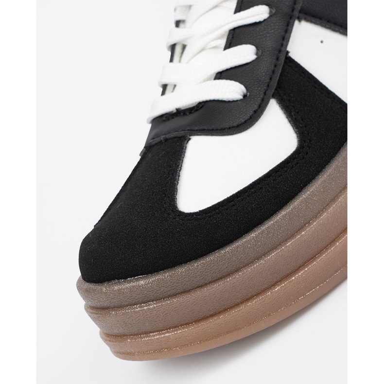 Shelvt Czarno-białe sneakersy na platformie czarne 1
