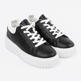 Shelvt Damskie sneakersy czarne z białymi wstawkami 2