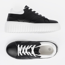 Shelvt Damskie sneakersy czarne z białymi wstawkami 4