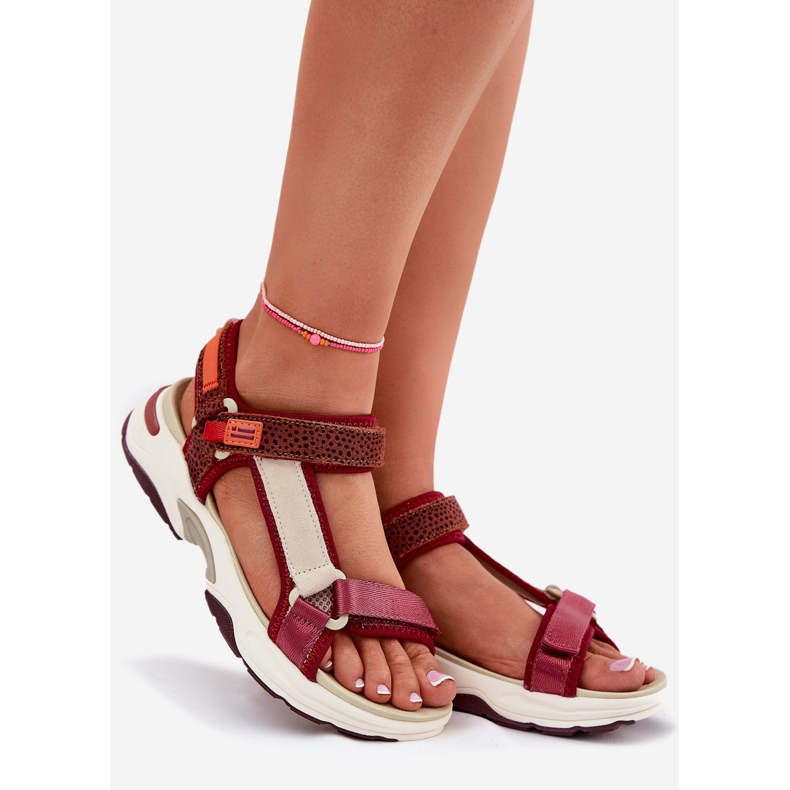 Sandały Damskie Na Rzepy D.Franklin DFSH406003 Bordowe czerwone 1