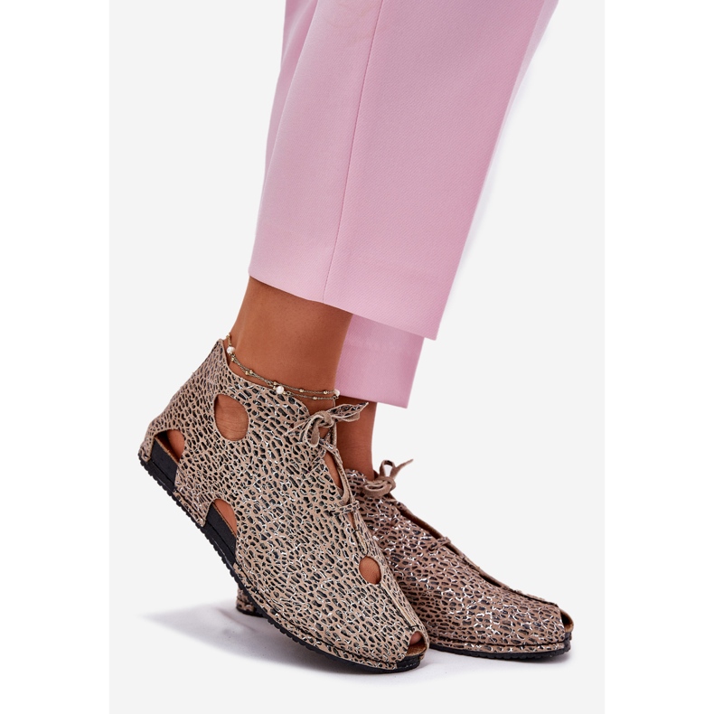 Wzorzyste Skórzane Botki Maciejka 03426-49 Panterka beżowy 1