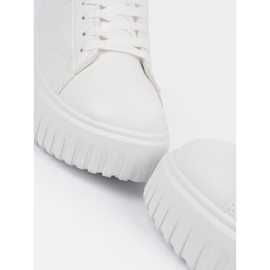 Shelvt Białe damskie sneakersy ze srebrnymi wstawkami 5