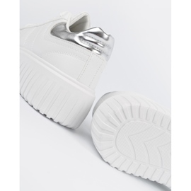 Shelvt Białe damskie sneakersy ze srebrnymi wstawkami 1