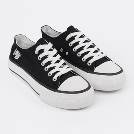 Shelvt Trampki czarne z napisem Love damskie 3