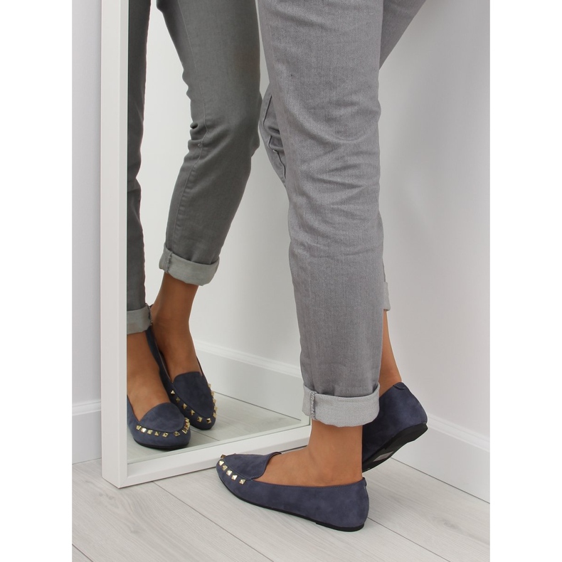 Mokasyny damskie z ćwiekami granatowe 1388 Navy 1