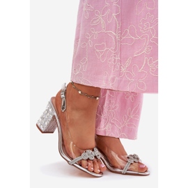 S.Barski Transparentne Sandały Na Słupku MR51-705 Srebrne srebrny 1